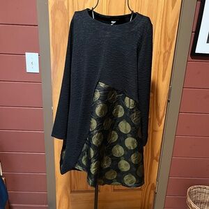 Moonlight Y & S Fashion Tunic Long Sleeve Medium Black Circles Asymmetrical
